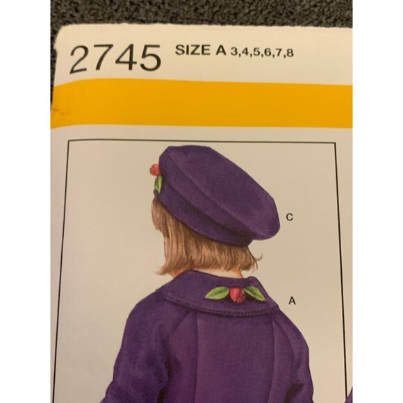 Simplicity 2745 Vintage Sewing Pattern Coat Pants & Beret Size 3 4 5 6 7 8 2008 - Picture 2 of 4